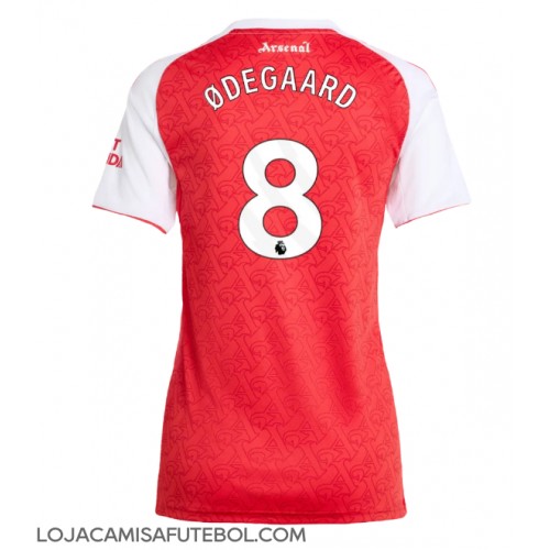 Camisa de Futebol Arsenal Martin Odegaard #8 Equipamento Principal Mulheres 2025-26 Manga Curta